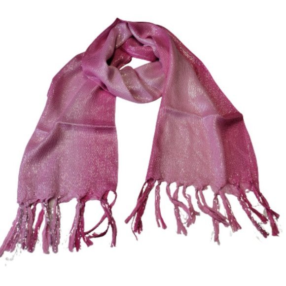 Pink Scarf Sequin Scarf Long Rectangular Tassel Scarf Shawl- NEW - Picture 6 of 11